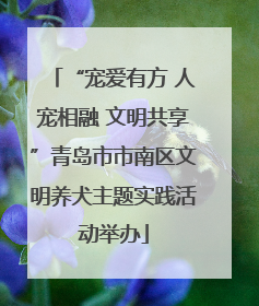 “宠爱有方 人宠相融 文明共享”青岛市市南区文明养犬主题实践活动举办