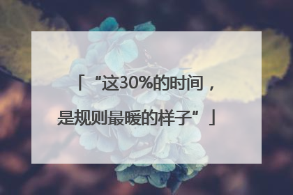 “这30%的时间，是规则最暖的样子”