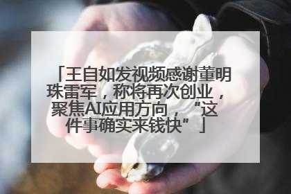 王自如发视频感谢董明珠雷军，称将再次创业，聚焦AI应用方向，“这件事确实来钱快”
