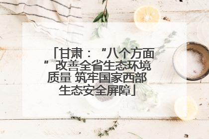 甘肃：“八个方面”改善全省生态环境质量 筑牢国家西部生态安全屏障