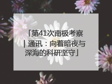 第41次南极考察｜通讯：向着暗夜与深海的科研坚守