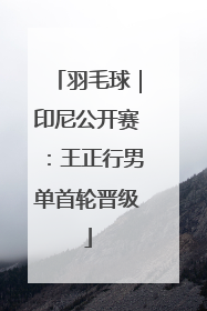 羽毛球｜印尼公开赛：王正行男单首轮晋级