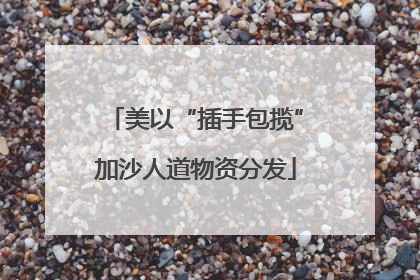 美以“插手包揽”加沙人道物资分发