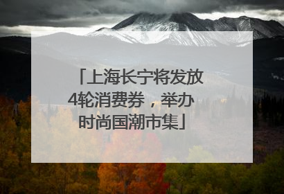 上海长宁将发放4轮消费券，举办时尚国潮市集