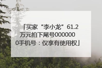 买家“李小龙”61.2万元拍下尾号0000000手机号：仅享有使用权