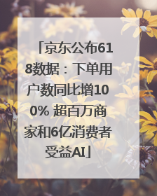 京东公布618数据：下单用户数同比增100% 超百万商家和6亿消费者受益AI