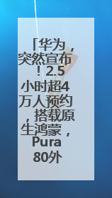 华为，突然宣布！2.5小时超4万人预约，搭载原生鸿蒙，Pura 80外观曝光