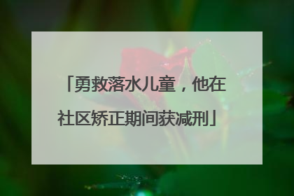 勇救落水儿童，他在社区矫正期间获减刑
