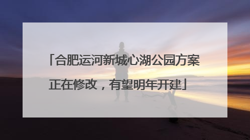 合肥运河新城心湖公园方案正在修改，有望明年开建