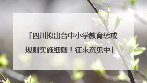 四川拟出台中小学教育惩戒规则实施细则！征求意见中