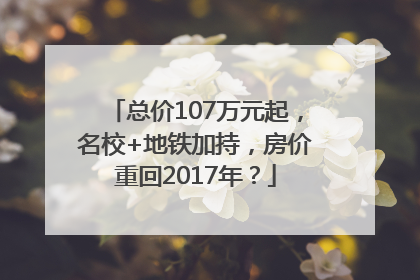总价107万元起，名校+地铁加持，房价重回2017年？