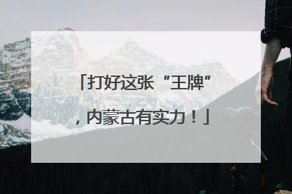 打好这张“王牌”，内蒙古有实力！