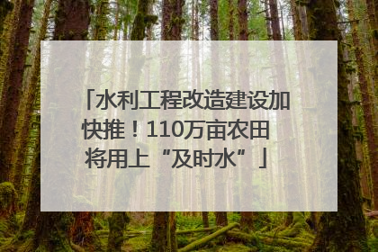 水利工程改造建设加快推！110万亩农田将用上“及时水”