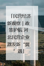 民营经济新观察｜政策护航 河北民营企业激发新“冀”遇