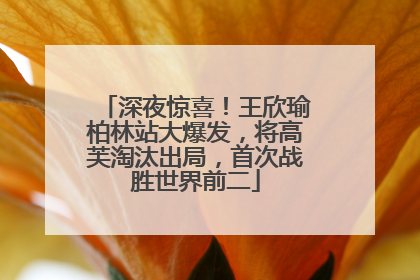 深夜惊喜！王欣瑜柏林站大爆发，将高芙淘汰出局，首次战胜世界前二