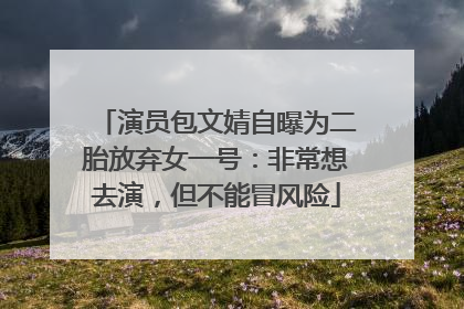 演员包文婧自曝为二胎放弃女一号：非常想去演，但不能冒风险
