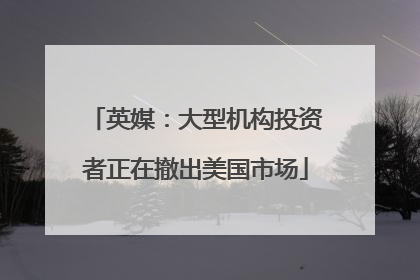 英媒：大型机构投资者正在撤出美国市场