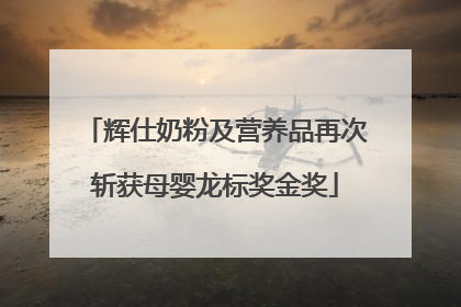 辉仕奶粉及营养品再次斩获母婴龙标奖金奖