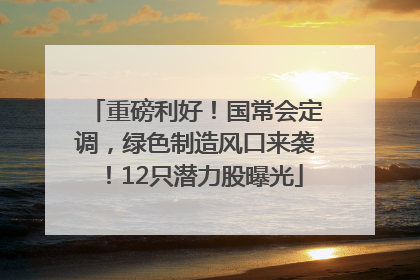 重磅利好！国常会定调，绿色制造风口来袭！12只潜力股曝光