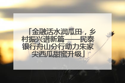 金融活水润瓜田，乡村振兴谱新篇——民泰银行舟山分行助力朱家尖西瓜甜蜜升级