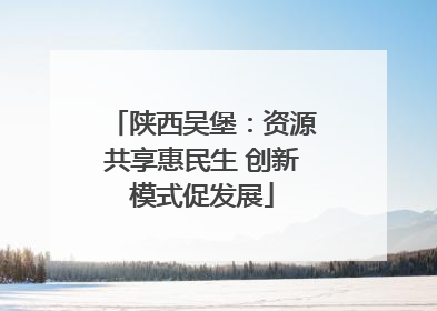 陕西吴堡：资源共享惠民生 创新模式促发展