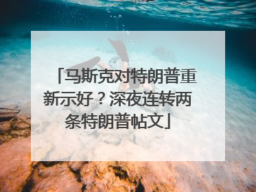 马斯克对特朗普重新示好？深夜连转两条特朗普帖文