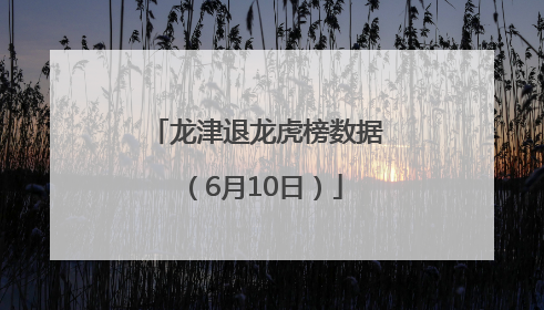 龙津退龙虎榜数据（6月10日）