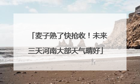 麦子熟了快抢收！未来三天河南大部天气晴好