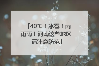40℃！冰雹！雨雨雨！河南这些地区 请注意防范